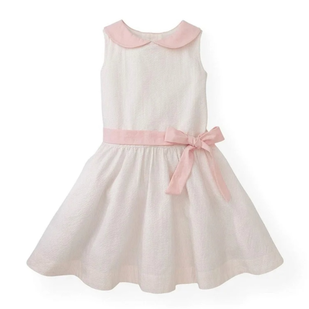 NWT Hope & Henry Girls Peter Pan Collar Seersucker Dress Size 10